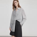 ELLE Рубашка Women's Medium Gray Lapel Thin Shirt - фото 6