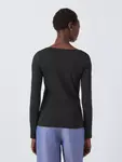 Топ John Lewis Scoop Neck Cotton, черный - фото 2
