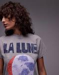 Футболка с рисунком La Lune в сером цвете Topshop - фото 2