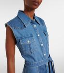 Джинсовое платье миди с поясом и панелями AG Jeans, Sunfaded Blue Patch - фото 4