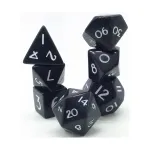 Набор Poly — обсидиан с белым (7), Semi Precious Stone Dice (Level Up Dice) - фото