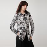 ELLE Рубашка Women's Medium Gray Lapel Moderate - фото 5