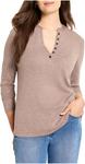 Футболка NIC+ZOE Long Sleeve Henley Tee, Cocoa - фото