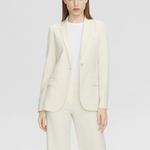 Адмирал креповый базовый блейзер THEORY, Ecru - фото 5