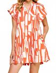 Мини-платье-туника Print в коралловом цвете PINCH - фото