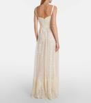 Вышитое платье-бюстье из тюля Elie Saab, Powder White - фото 3