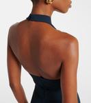 Платье из кади с вырезом-халтер Elie Saab, Moody Blue - фото 6