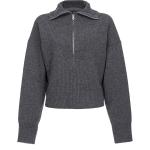 Полузастегивающийся вязаный джемпер PINKO, темно-серый - фото