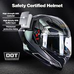 Шлем мотоциклетный ACLFF Bluetooth с принтом, серый / черный - фото 5