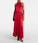 Платье макси из атласа Nina Poupette St Barth, красный - фото 2