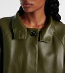 Кожаная куртка с анаграммой Loewe, Khaki Green - фото 4