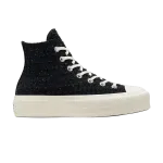 Кроссовки Converse Wmns Chuck Taylor All Star Lift Platform High Tweed Shimmer, черный - фото