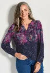 Mit konfettimuster long sleeved top Goldner, Navy Coloured Patterned - фото