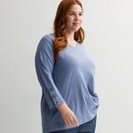 Туника с рукавами на пуговицах Plus size Croft & Barrow, Light Blue - фото