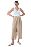 Широкие хлопковые брюки-кюлоты Roman, бежевый - фото