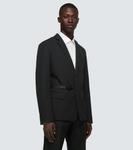 Шерстяной пиджак с пряжкой Prada, черный - фото 3