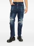 DSQUARED2 прямые джинсы с эффектом потертости, синий - фото 3