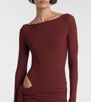 Платье из крепового джерси с драпировкой Alex Perry, бордовый - фото 4