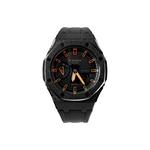 Часы Casio G-Shock Analog-Digital 2100 Series, арт. GA-2100-1A1, 44 мм, черный/морозно-черный/черно-оранжевый - фото