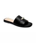 Тапочки кожаные Love Moschino, черный / кремовый - фото