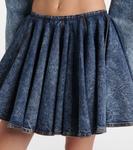 Мини-юбка из плиссированного денима Alaïa, Bleu Neige - фото 4