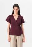 Блуза VILA VILOVIE V-NECK WRAP, Winetasting/Dark Red - фото