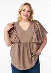 Блуза Zizzi Blouse, Fossil/Light Brown - фото