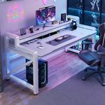 Компьютерный стол Yiman 100x60 см с полкой Carbon Fiber Tech White - фото