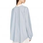 Полосатая рубашка с детализированной застёжкой на пуговицах Acne Studios, синяя - фото 3