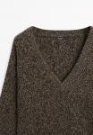 Джемпер Massimo Dutti V-NECK, Mottled Dark Brown - фото 8