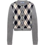 Кардиган с клетчатым узором PRADA, серый - фото