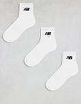 Носки New Balance с логотипом, 3 пары, белые - фото