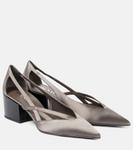 Туфли-лодочки Pointy 55 с вырезом из сатина Prada, Ardesia - фото