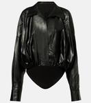 Боди из искусственной кожи Norma Kamali, черный - фото