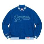 Куртка x mitchell & ness doughboy twill varsity jacket 'blue white' Supreme, синий - фото