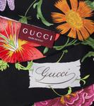 Шелковый твиловый шарф с цветочным принтом Gucci, черный - фото 5