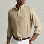 Льняная рубашка Polo Ralph Lauren, хаки - фото 12