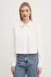 Хлопковая рубашка Tommy Jeans, белый - фото