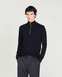 Мужской черный свитер с воротником на молнии Sandro, черный - фото