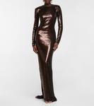 Платье с пайетками Costarellos, Coffee Brown - фото 2