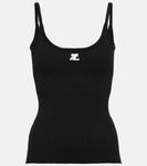 Майка в рубчик с логотипом Courrèges, черный - фото