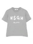 Футболка с принтом логотипа Msgm Kids, серый - фото