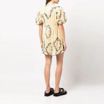 Плиссированное платье-мини из жоржета GANNI, желтое - фото 4