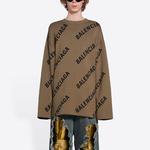 Свитер мужской Balenciaga Logo Intarsia, коричневый - фото 3