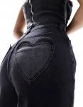 Черные джинсы прямого кроя Miss Selfridge с карманами-сердечками - фото 2