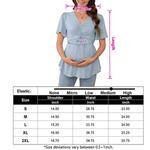 Беременная майка с V-образным вырезом и завязками спереди, летняя, с коротким рукавом Clearflower, Light Blue - фото 5