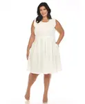 Платье Plus Size Fit and Flare White Mark, белый - фото 4