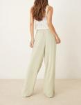Льняные брюки ASOS DESIGN цвета шалфея - фото 2