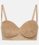 Замшевый бюстгальтер-топ Magda Butrym, коричневый - фото