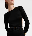 Кожаный ремень Cassandre slim Saint Laurent, черный - фото 2